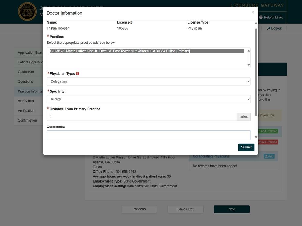 physician info