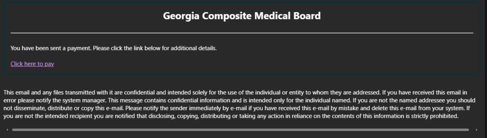 This is an email that the third party should be reciving. It has a hyperlink in the middle that says click here to pay.